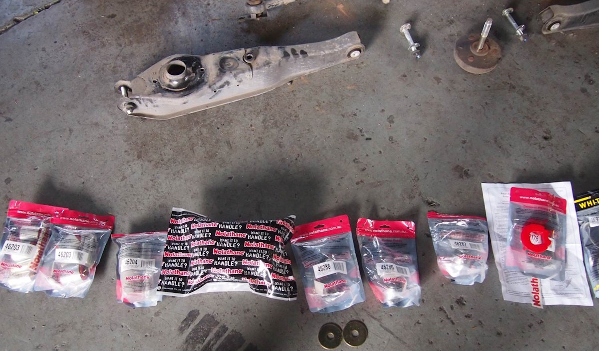 6. new bushes ready to be pressed into control arms